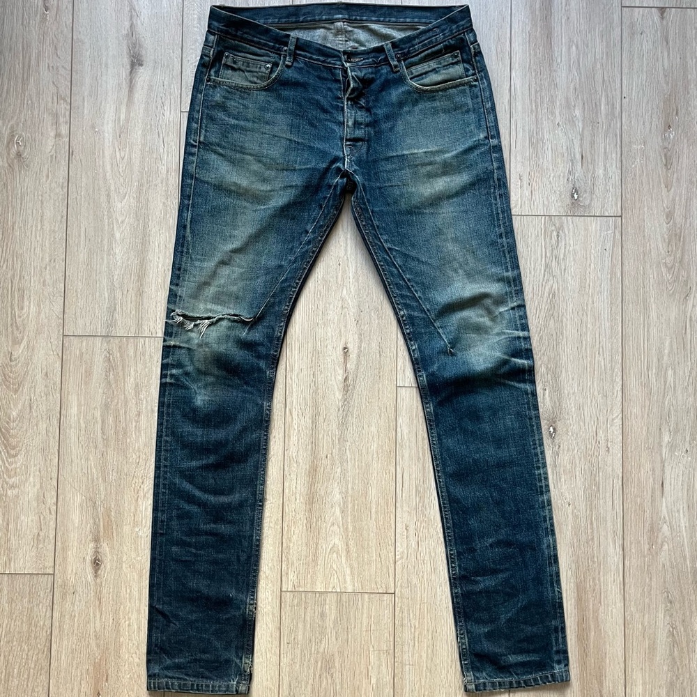 Rick Owens DRKSHDW Distressed Selvedge Detroit Cut Jeans